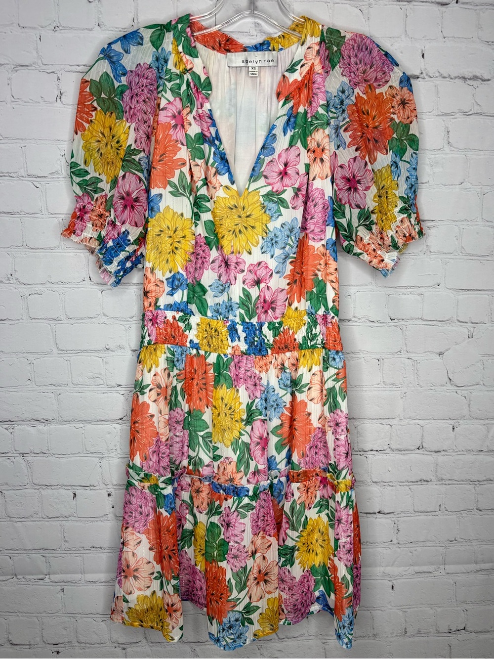 Adelyn Rae Floral V-Neck Tiered Mini Dress in Multi-Color - Picture 2 of 5